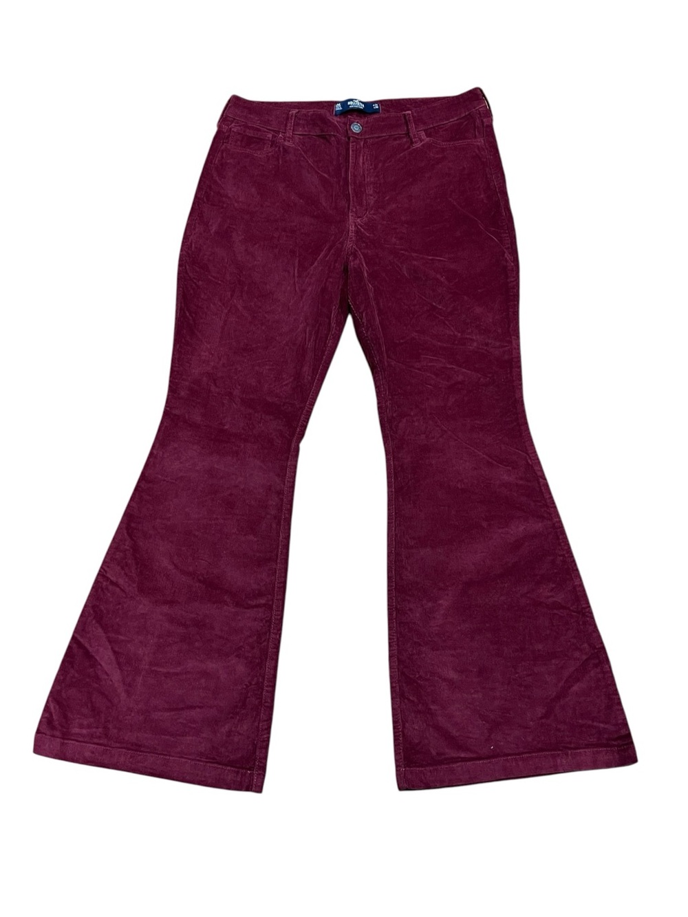 Hollister Women's Burgundy Wine High-Rise Flare Corduroy Pants Size 31x30
